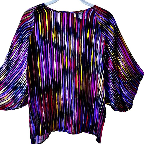 The Silk Farm Vintage 80's Blouse Top Pullover SHEER Striped size 8 - Picture 7 of 13